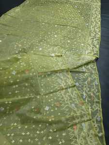 Exclusivo de calidad de exportación Deshi Dhakai Jamdani Sharee para mujer JAMDANI FABRIC Blue GREEN Golden Sky Blue de Bangladesh - Product Image 2