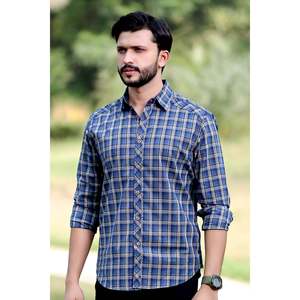Camisa Casual de Manga Larga para Hombre, Diseño a Cuadros, 100% Algodón Popelina, Marca Unze London, Talla Pequeña, con Logotipo Personalizado - Product Image 1