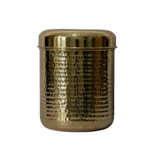 Frascos de almacenamiento superior de cocina, botes de vidrio redondo con cubierta cuadrada de mosaico dorado de latón mate, caja de Metal para condimentos y especias - Product Image 1