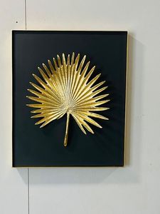 Caja de sombra de hoja botánica dorada, Marco Rectangular de Arte de pared, marco de caja inspirado en la naturaleza 3D, escultura decorativa, sala de estar, Hotel - Product Image 2