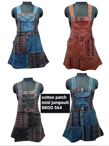 Mini mono con parche de algodón a la moda para mujer, mono ligero de verano con detalle de retazos y correas ajustables - Product Image 5