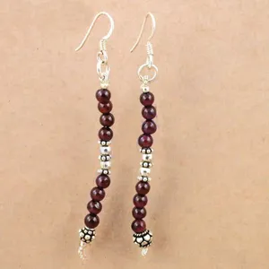 Boucles d'oreilles pendantes en argent 925 pour femmes, ornées de grenat, plaquées or, style mignon, boucles d'oreilles pendantes, améthyste, quartz, perle, diamant, cadeau parfait - Product Image 1