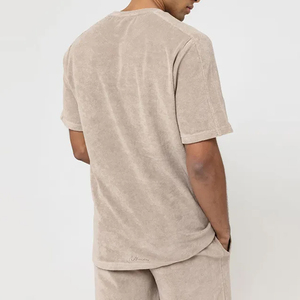 ชุดกางเกงขาสั้นผ้าฝ้ายออร์แกนิกสำหรับผู้ชาย100% ผ้าเทอร์รี่ย้อมสีล้วนแห้งเร็วระบายอากาศได้ดี - Product Image 3