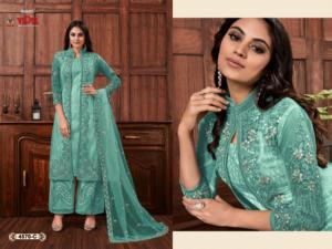 Filet de papillon lourd attrayant avec Zari et paillettes travail Slwar costume fabricant et fournisseur en gros d'usine de l'Inde - Product Image 3