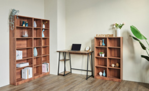 6-grid Solid-core Adjustable <b>Bookcase</b> Adopts E1 Board Walnut Color - Product Image 6