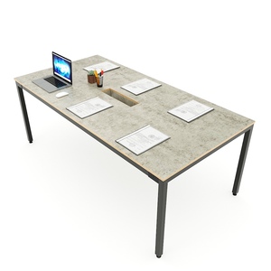 Uconcept HBUC054-200x100cm Minimalist Style Plywood Conference <b>Table</b> with Iron <b>Legs</b> <b>Adjustable</b> for Office or Hotel Use - Product Image 1