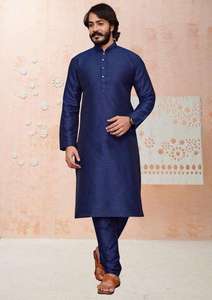 High Quality Banglori Silk <b>Mens</b> Kurta Pyjama For <b>Men</b> Comfortable <b>Festive</b> Attire Stylish Look Modern Silhouette For <b>Festive</b> <b>Wear</b> - Product Image 4