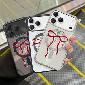 Custodia Trasparente Rossa con Anello Magnetico per iPhone 17 16 15 14 13 12 Pro Max, Cover Trasparente in PMMA - Product Image 1