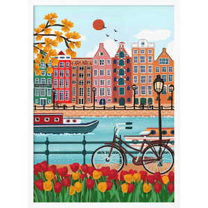 Amsterdam Charm <b>Poster</b> Canal-Side Image on Quality Paper for Wall Display - Product Image 3
