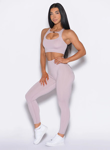 Nouveau design de leggings de yoga personnalisés à taille élastique violette sur glace 2 poches arrière sans couture avant leggings d'entraînement de gymnastique taille haute pour femmes - Product Image 5