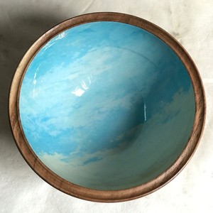 Sky Blue ชามคละแบบลายด้วยตัวเอง,ชามใส่สลัดไม้มะม่วงพร้อมช้อนสำหรับใส่ผลไม้ชามสลัดพร้อมชุดเซิร์ฟเวอร์ - Product Image 3