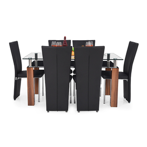 Mesa de comedor de cristal LEXUS, juego de comedor elegante moderno de 6 plazas, tapa de cristal duradera con sillas elegantes, perfecto para el hogar y la Oficina - Product Image 4