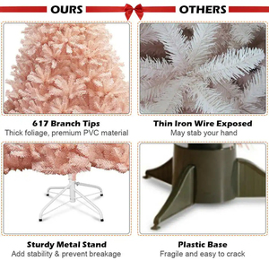 <span class=keywords><strong>Sapin</strong></span> de Noël en <span class=keywords><strong>sapin</strong></span> entier rose personnalisé de 6 pieds avec support pliable pour décoration extérieure/intérieure - Product Image 4
