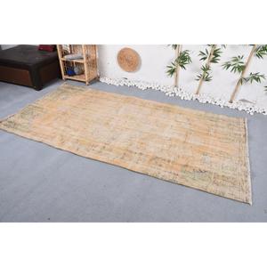 Alfombra Vintage de 4.2x8.6 pies, Alfombra Turca, Alfombra Floral Beige y Verde - Product Image 3