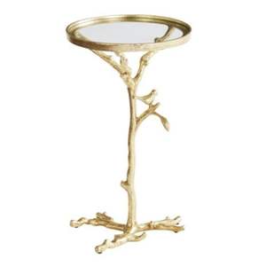 Table basse élégante et légère à cadre en aluminium avec des détails floraux botaniques et un plateau en verre raffiné adapté aux intérieurs classiques - Product Image 5
