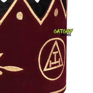 หมวกมงกุฎราชาราชาแห่งราชวงศ์หมวกกำมะหยี่สีแดงและสีทองเข็มขัดแบบปรับได้ MOQ ต่ำ - Product Image 3