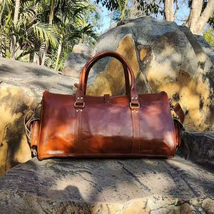 Sac de sport en cuir véritable fait à la main élégant en Nylon Weekender Gym vacances voyage fourre-tout pratique épaule utilisation en plein air cadeau - Product Image 1