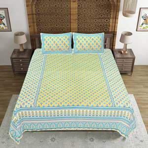 100% Cotton Multi Floral Print Double Bed <b>Sheet</b> Set with 2 Pillow Covers <b>King</b> <b>Size</b> Comforter for Home-3pc Set - Product Image 2