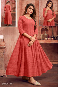 Trendy Rayon Anarkali Kurti Con Chikankari Funciona Perfecto Para Todas Las Ocasiones - Product Image 5
