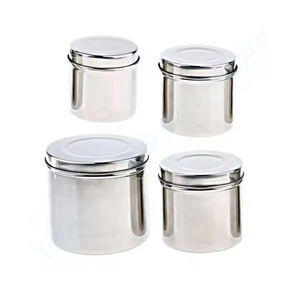 Pot de pommade en acier inoxydable creux éponge coton pansement conteneur avec couvercle ensemble de 4 Medic Instrument Pakistan fabriqué par Lore - Product Image 3