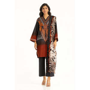 Conjunto de Traje de 3 Piezas para Mujer Khaddar con Detalle Bordado IUSTKSD-1262 - Product Image 1