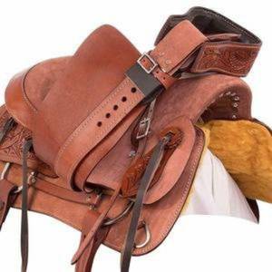 Juego de tachuelas para caballos de carreras inglesas y occidentales de primera calidad con cuero genuino y sillín de material sintético para montar a caballo - Product Image 5