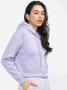 Sudadera con Capucha de Forro Polar Lavanda para Mujer, Suave y Cálida, de Manga Larga, con Bolsillo Tipo Canguro, Diseño Personalizado en la Parte Delantera, Tejido Vintage Personalizado, Cómoda - Product Image 3