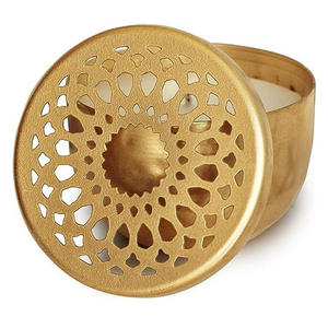 Metal <b>Candle</b> Holder Best Selling Vintage New Arrival Hammered Design With <b>Tinned</b> Attractive Lid Gold Finished for Lighting Homes - Product Image 3