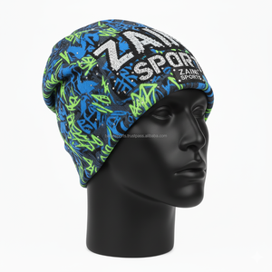 Gorro de mujer 320 GSM tejido acrílico grueso ajuste elástico suave multicolor azul verde logotipo personalizado bordado jacquard gorro - Product Image 3