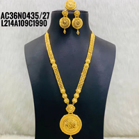 Collection Fantaisie : Parure Collier Longue en Forme de Fleur avec Zircon et Boucles d'Oreilles, Plaqué Or 18K, pour Femmes et Filles, Disponible en Ligne Uniquement
