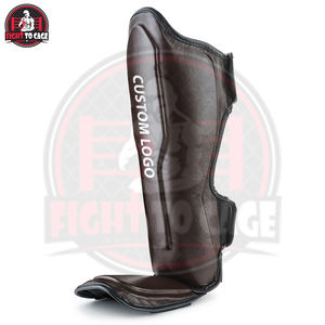 Protège-tibias et protège-pieds en cuir pour boxe, Muay Thai et kickboxing, renforcés, avec fermeture auto-agrippante, protection antichoc - Product Image 2