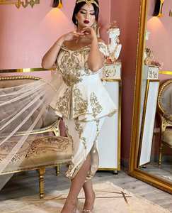 2025 @ TRENDY-Algérien-Veste blanche élégante-Karakou avec voile ROBE avec perles de verre embellies Perles Dabka travail sur tissu crêpe - Product Image 1