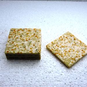 แผ่นรองแก้วหินสี่เหลี่ยมสีเหลืองสินค้าแฮนด์เมดคุณภาพสูง - Product Image 5