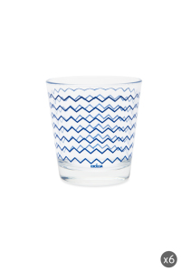 Juego de Vasos Duraderos de 6 Piezas, 25 cl (8.5 fl oz), Decoración Azul, Vidrio Prensado, Diseño Moderno y Elegante, Enjoy by Excelsa - Product Image 1