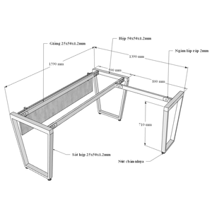 Contemporary L-shaped Trapeze Concept <b>Desk</b> 160x140cm Assembly Required - Product Image 3