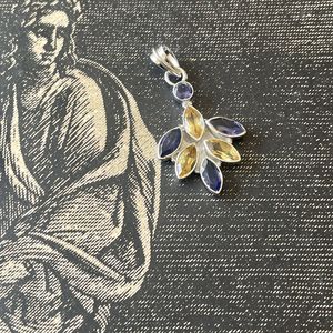 Pendentif Shah Gems en argent sterling 925 pour femme, pierres naturelles Iolite et Citrine, style religieux, cadeau pour la création de bijoux - Product Image 4