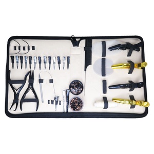 High Quality Gold Hair Extension <b>Pliers</b> <b>Set</b> with Needle Professional Beading Tool Kit <b>Plier</b> Composite Material Pouch - Product Image 3