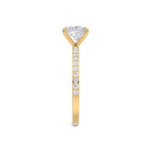 Anillo de compromiso con diamante de laboratorio de corte princesa de 1 quilate para mujer, banda pavé de oro amarillo, blanco y rosa de 18 quilates, anillo de boda nupcial - Product Image 3