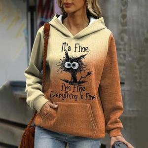 Sweat à capuche femme décontracté à manches longues sweat à capuche léger dégradé 3d imprimé sweat femme chaud Street Wear sweat surdimensionné nouveau - Product Image 1