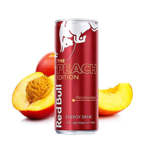 Vente en gros de canettes de 24x250ml de la boisson originale The Peach Edition, faible en glucides et sans sucre, pour les distributeurs et les chaînes de magasins. - Product Image 1