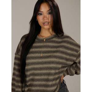 Pull décontracté en maille rayée à col rond pour femme, 100 % acrylique anti-boulochage pour l'automne - Product Image 5