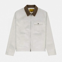 Logo personnalisé col de chemise pour homme, doublure unie toile lourde poches Cargo veste de coach veste de travail de créateur pour homme