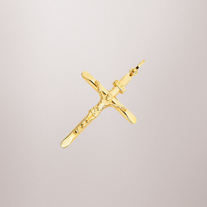 Colgante de Cruz de crucifijo Unisex chapado en oro amarillo de 14 quilates, abalorio de aleación de Metal cristiano religioso de moda con circón para niños - Product Image 5