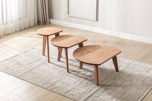 Table basse en chêne en forme de D, mobilier scandinave, table basse, surface plane - Product Image 4