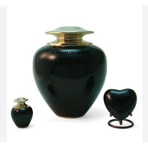 Urnes de crémation pour adultes en métal, fleur en laiton, design élégant décoratif poli brillant de luxe - Product Image 4