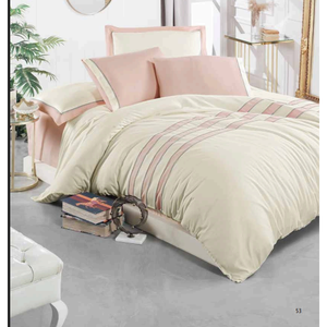 Juego de Ropa de Cama de Lujo de 6 Piezas, Tamaño King, Satén de Algodón, Funda de Edredón XL, Sábana Ajustable y Fundas de Almohada a Rayas para Uso Doméstico - Product Image 6