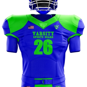 Uniforme de fútbol americano para hombres Jersey de equipo personalizado con pantalones de sarga de aparejos transpirables Ropa deportiva de alta calidad Púrpura y verde - Product Image 2