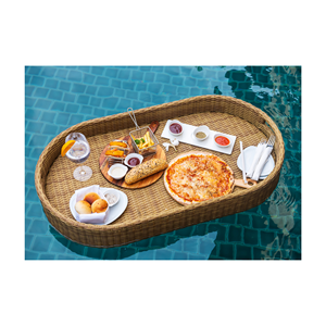 Bandeja flotante de ratán Blanco marrón redondo rectangular para desayuno de hotel de vacaciones de diferentes formas personalizadas - Product Image 1