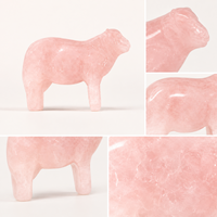 Figurine d'animal en cristal de quartz rose naturel sculptée en forme de mouton pour la décoration intérieure, l'autel de méditation et comme cadeau de collection