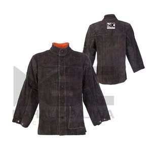Veste de soudage en cuir Vêtements de travail résistants aux flammes Veste de soudage en cuir fabriqué avec un cuir fendu de vache solide. - Product Image 6